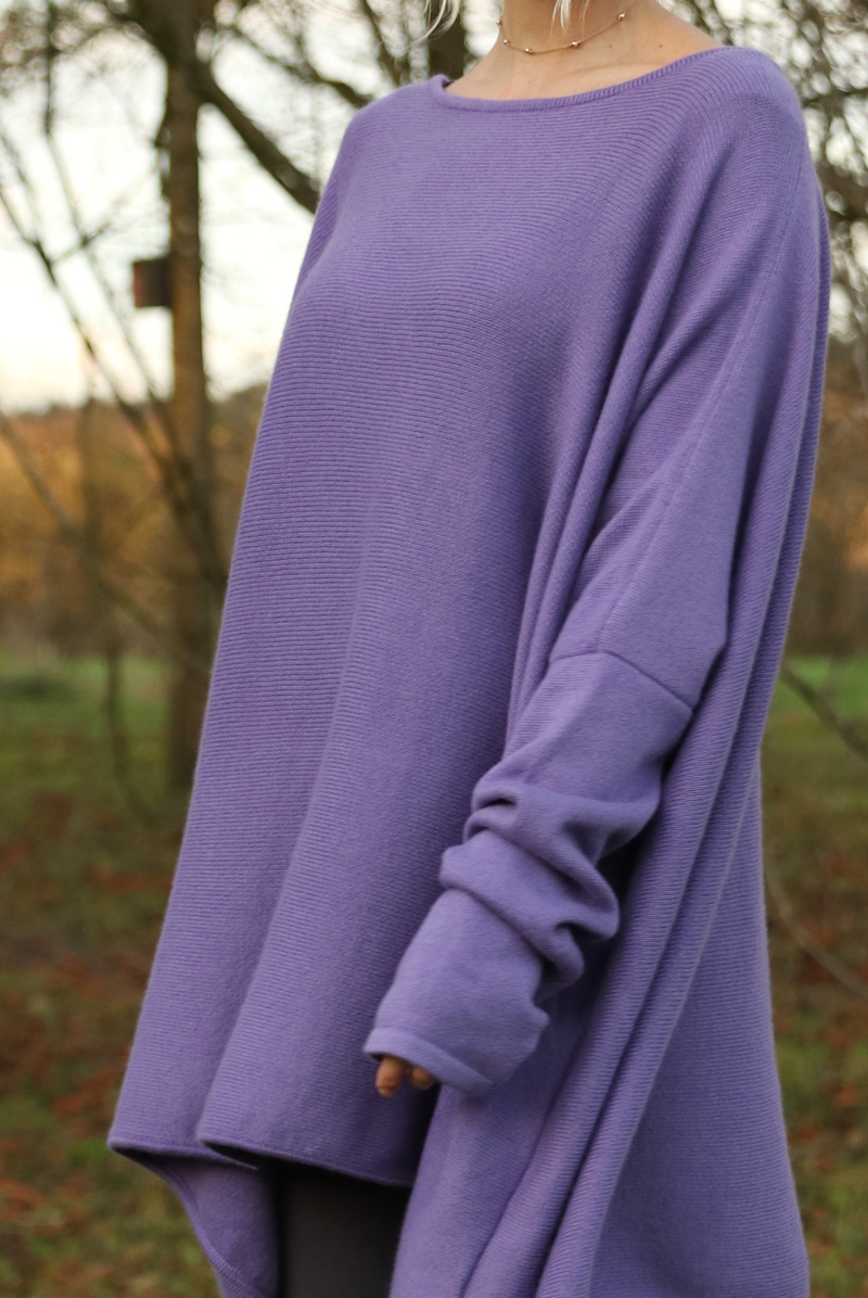 100% 4 PLY CASHMERE SNUGGLE BOX JUMPER LAVENDER