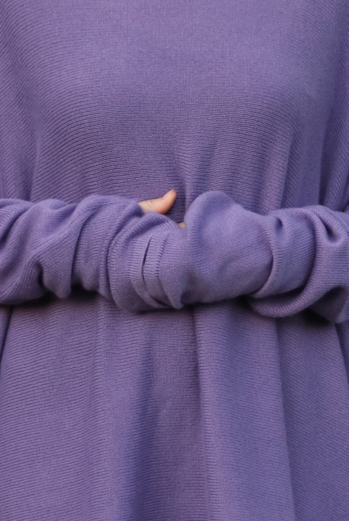 4 PLY CASHMERE SNUGGLE BOX JUMPER LAVENDER