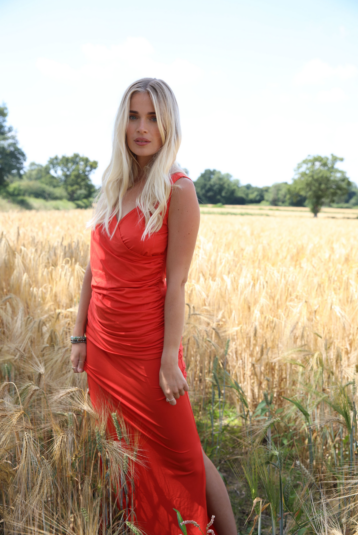 BAMBOO SIDE SLIT SKIRT SPICY ORANGE