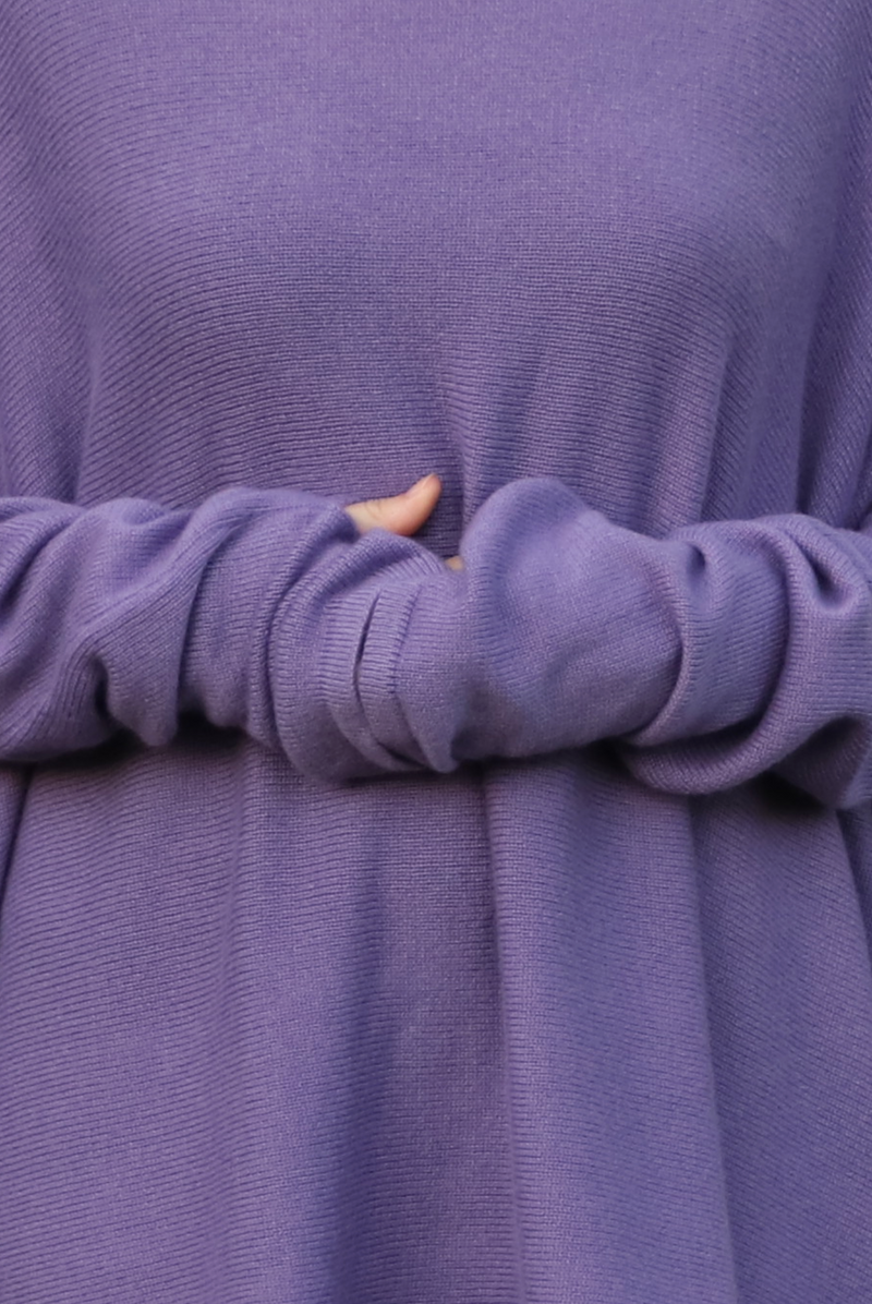 100% 4 PLY CASHMERE SNUGGLE BOX JUMPER LAVENDER