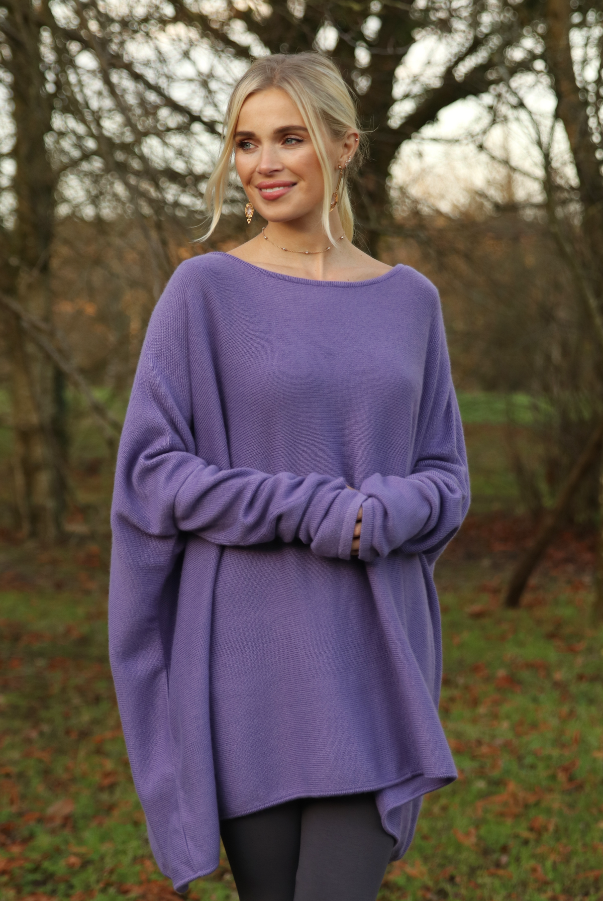 4 PLY CASHMERE SNUGGLE BOX JUMPER LAVENDER