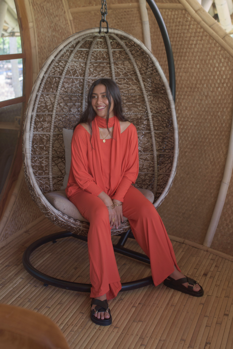BAMBOO PALAZZO PANTS SPICY ORANGE