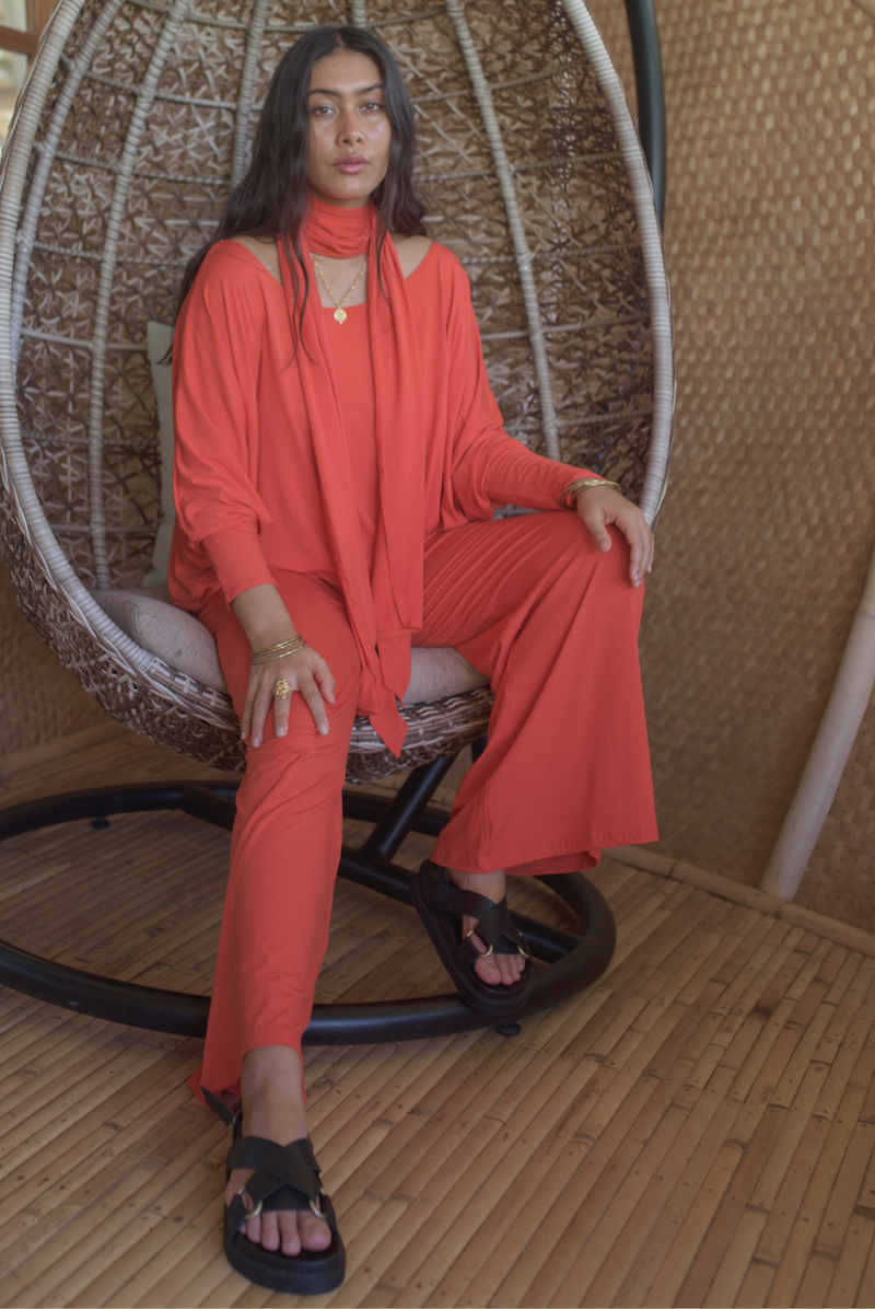 BAMBOO PALAZZO PANTS SPICY ORANGE