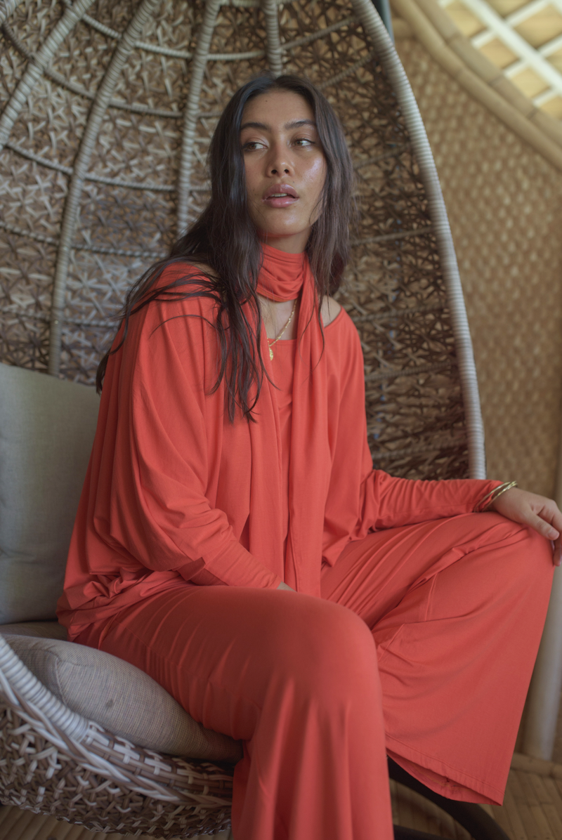 BAMBOO PALAZZO PANTS SPICY ORANGE