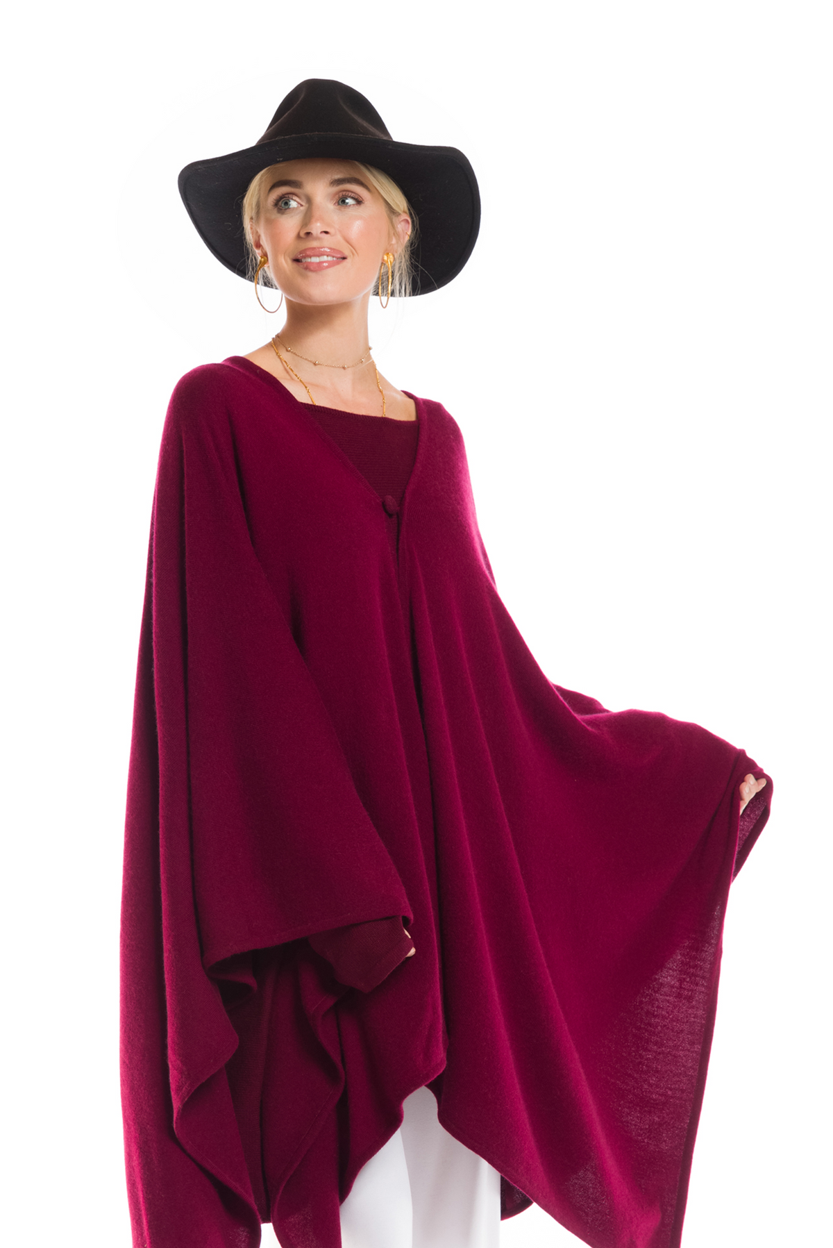 2 PLY AVALON CASHMERE CAPE BURGUNDY