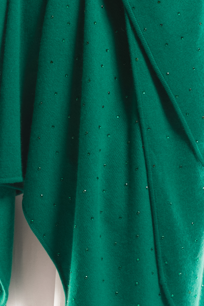 AVALON JEWELLED CASHMERE CAPE  EMERALD GREEN