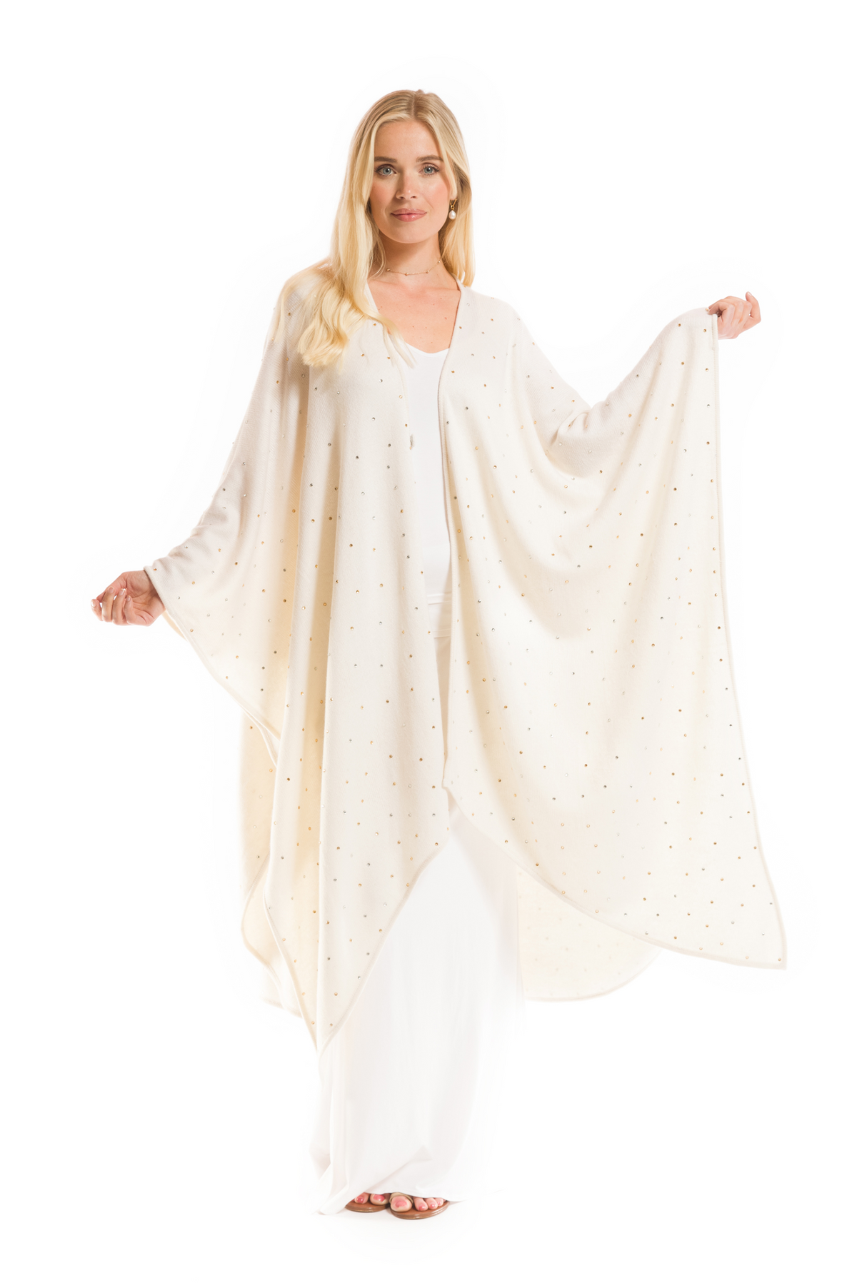 AVALON JEWELLED CASHMERE CAPE WINTER WHITE