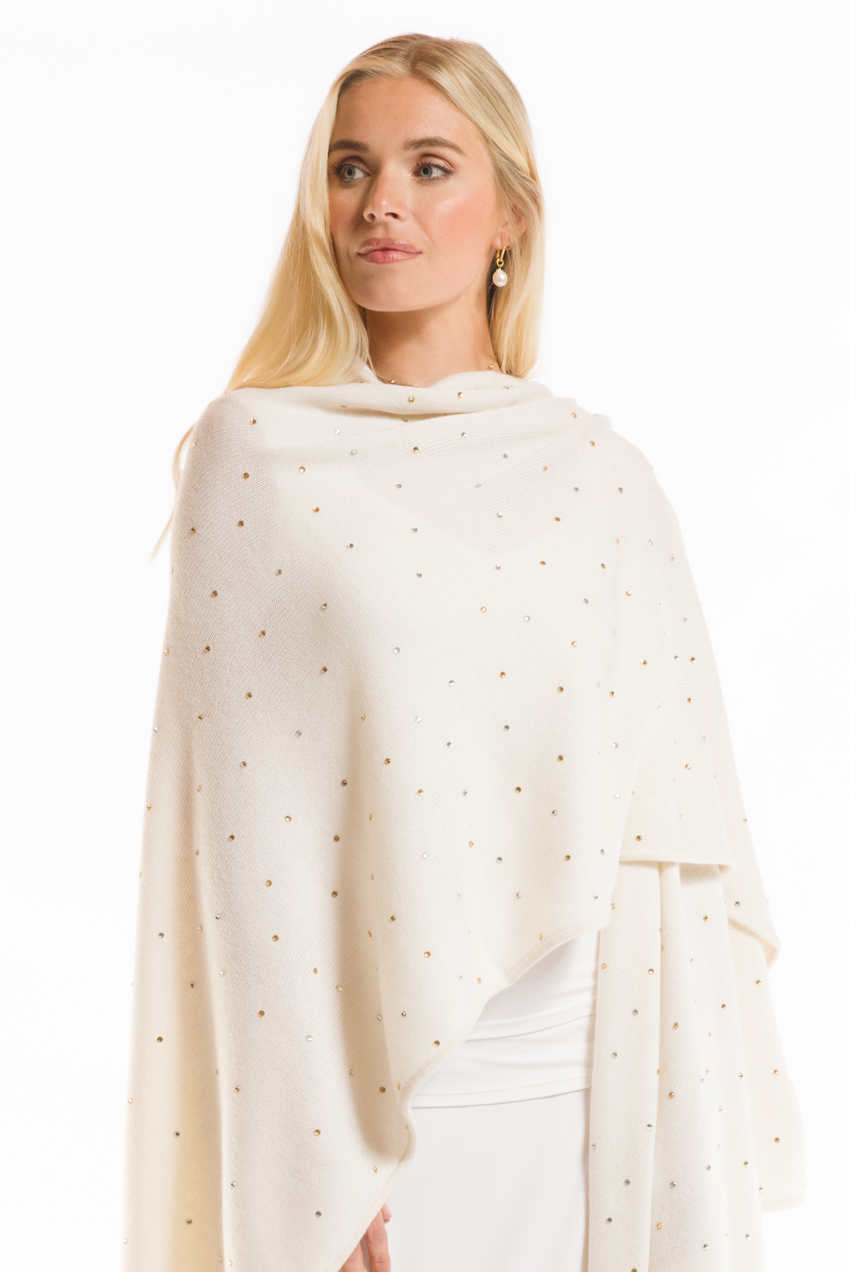 AVALON JEWELLED CASHMERE CAPE WINTER WHITE