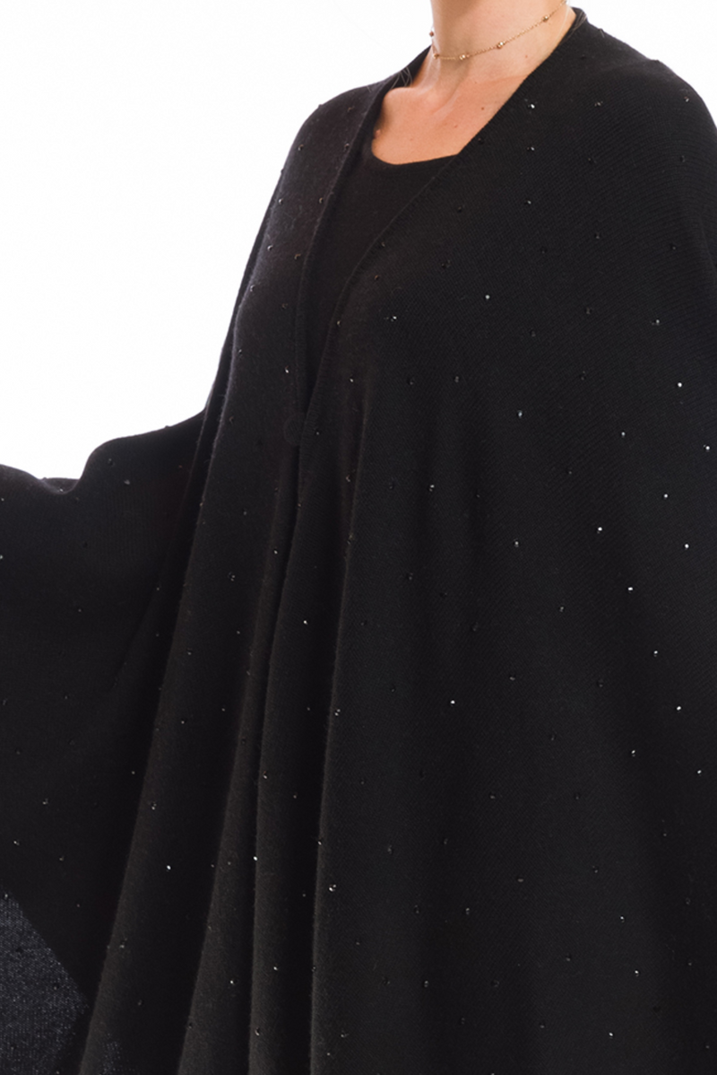 AVALON JEWELLED CASHMERE CAPE BLACK