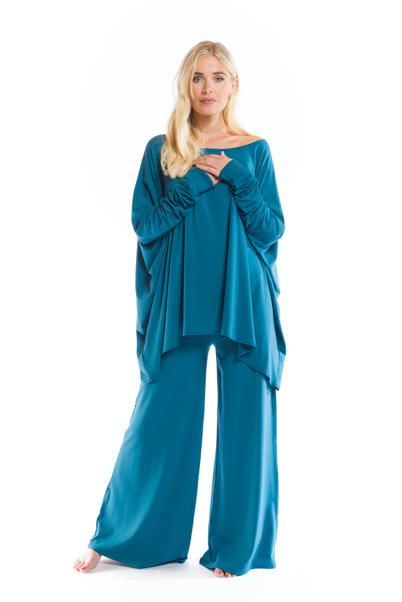 BAMBOO PALAZZO PANTS TEAL