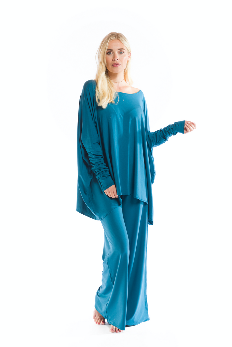 BAMBOO PALAZZO PANTS TEAL