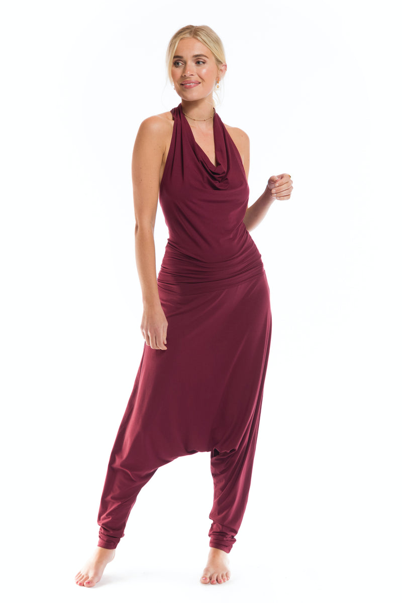 BAMBOO HAREM LOUNGE PANTS BURGUNDY