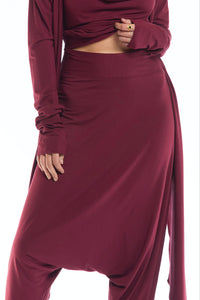 BAMBOO HAREM LOUNGE PANTS BURGUNDY