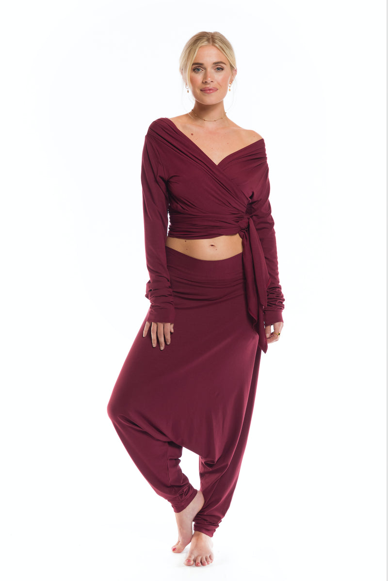 BAMBOO HAREM LOUNGE PANTS BURGUNDY