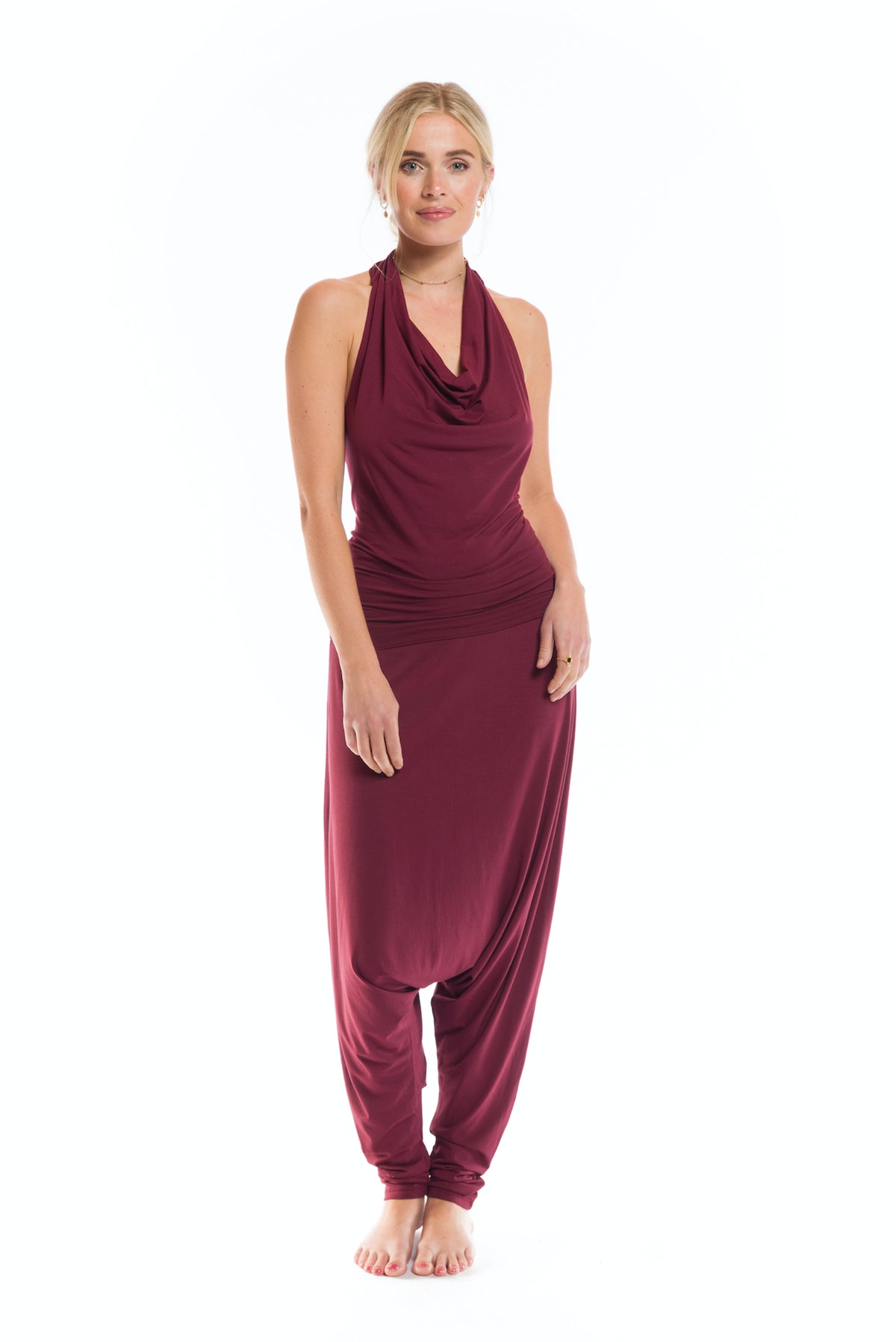 BAMBOO HAREM LOUNGE PANTS BURGUNDY