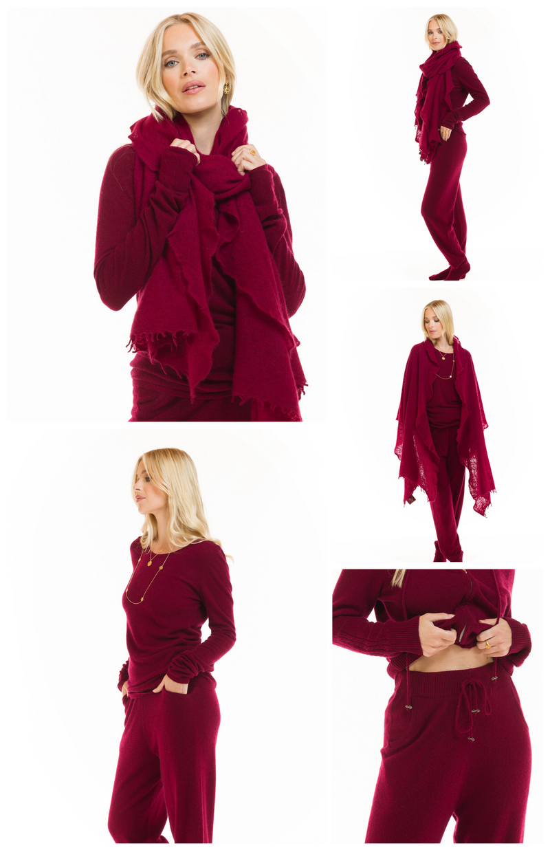 CASHMERE TRACKSUIT SET BURGUNDY