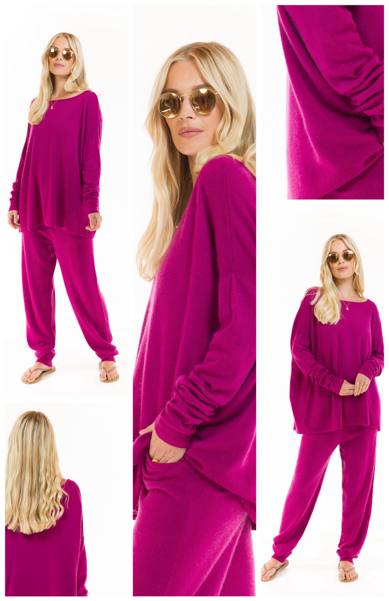 CASHMERE BOAT NECK JUMPER FUCHSIA