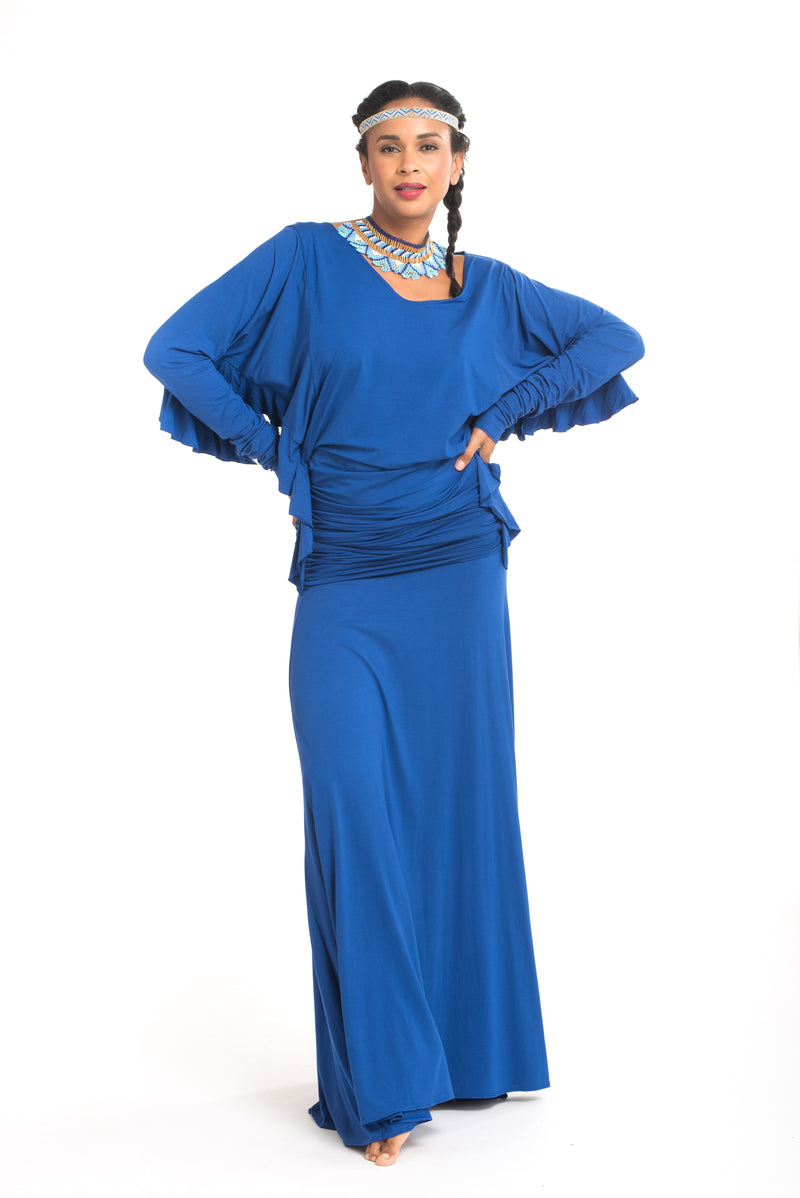 Bamboo Flamenco Skirt Cobalt Blue - MUDRA