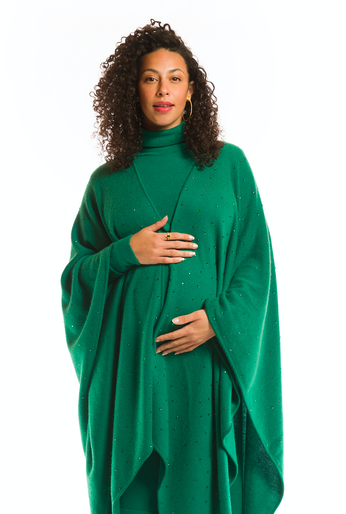 AVALON JEWELLED CASHMERE CAPE  EMERALD GREEN