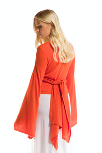 CASHMERE ULTRA FINE DRAPED SHRUG SPICY ORANGE