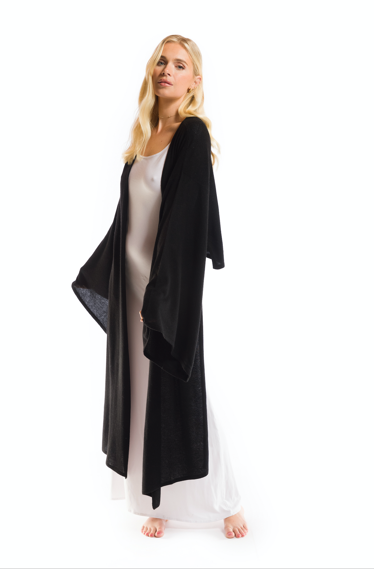 2 PLY CASHMERE DRAPED SHRUG BLACK