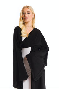 2 PLY CASHMERE DRAPED SHRUG BLACK