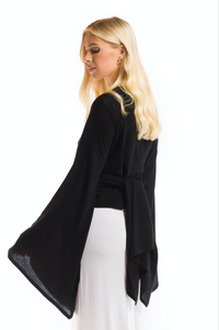 2 PLY CASHMERE DRAPED SHRUG BLACK