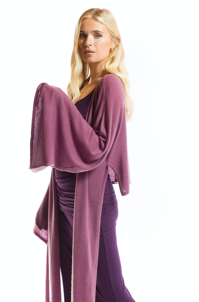 CASHMERE ULTRA FINE DRAPED SHRUG ROSEWOOD