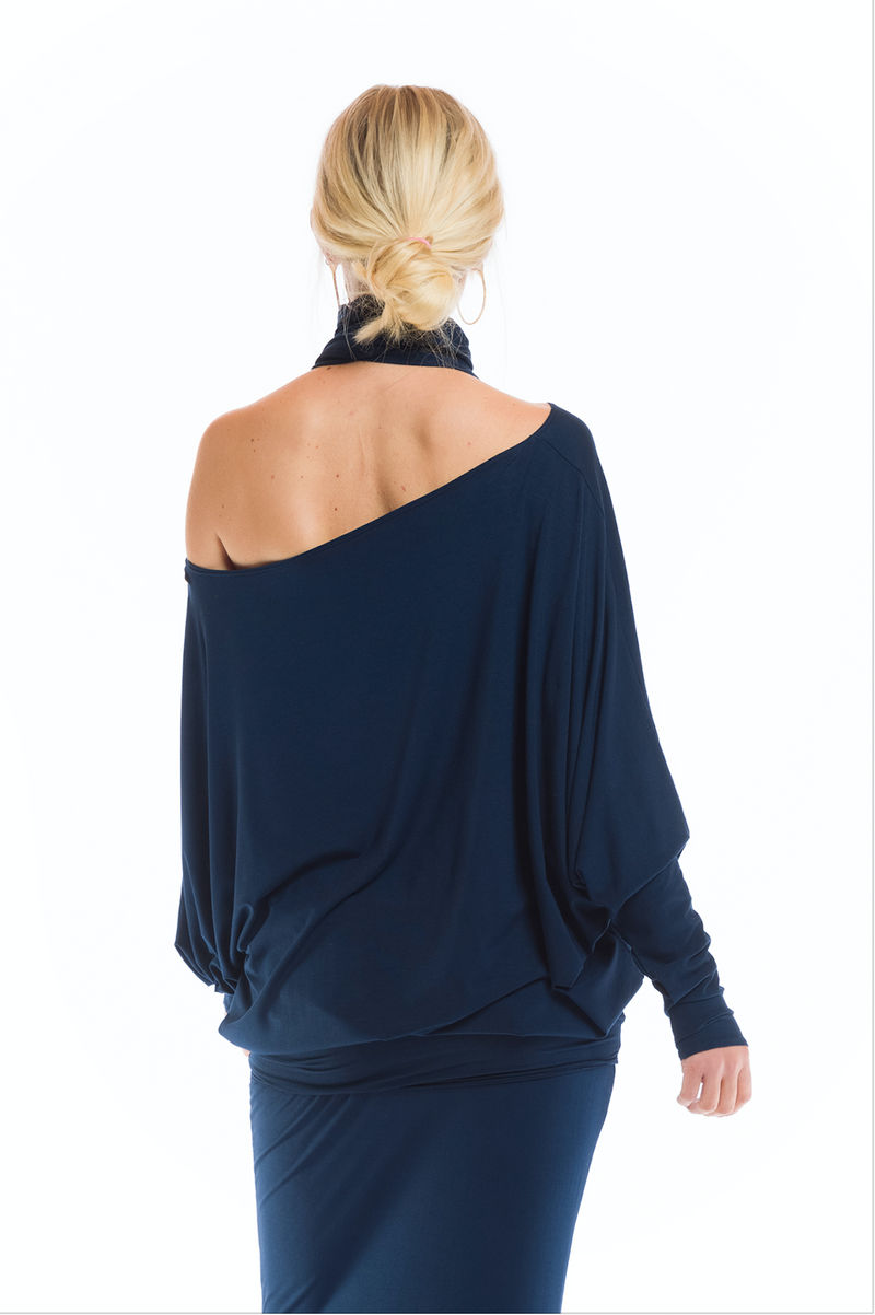 RAGLAN TOP WITH SCARF NAVY
