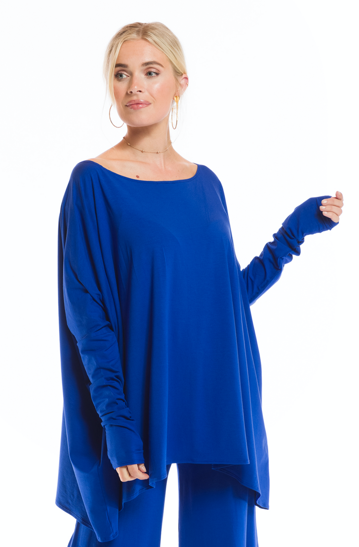 BAMBOO BAGGY BOX TOP COBALT BLUE