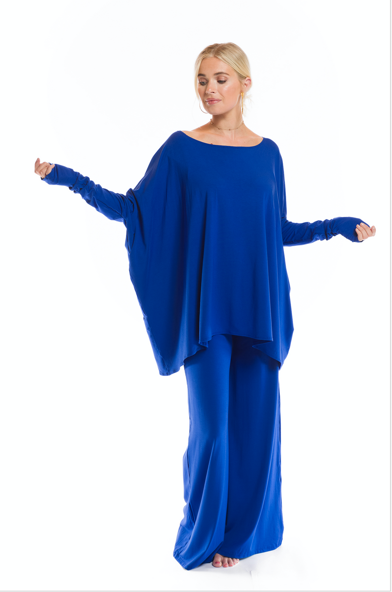 BAMBOO BAGGY BOX TOP COBALT BLUE