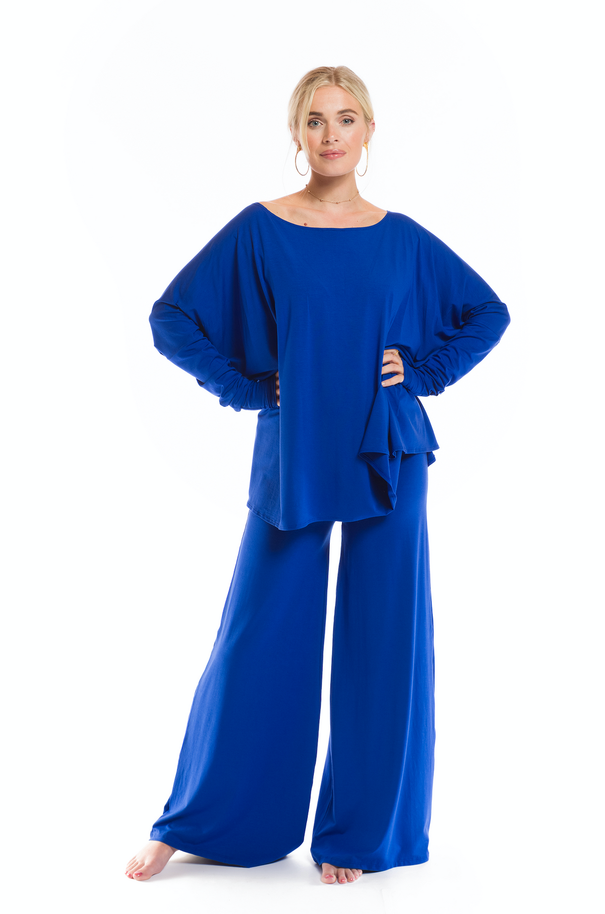 BAMBOO BAGGY BOX TOP COBALT BLUE