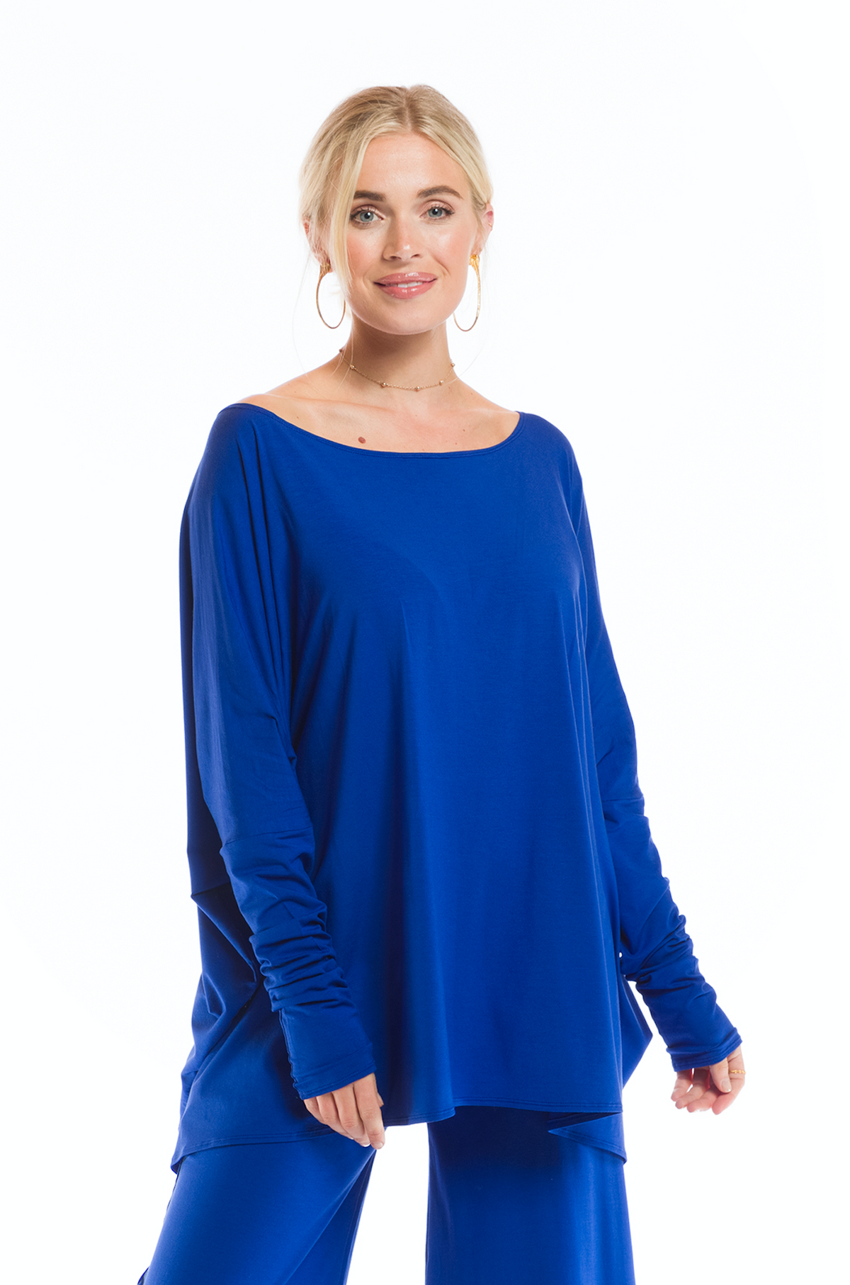 BAMBOO BAGGY BOX TOP COBALT BLUE