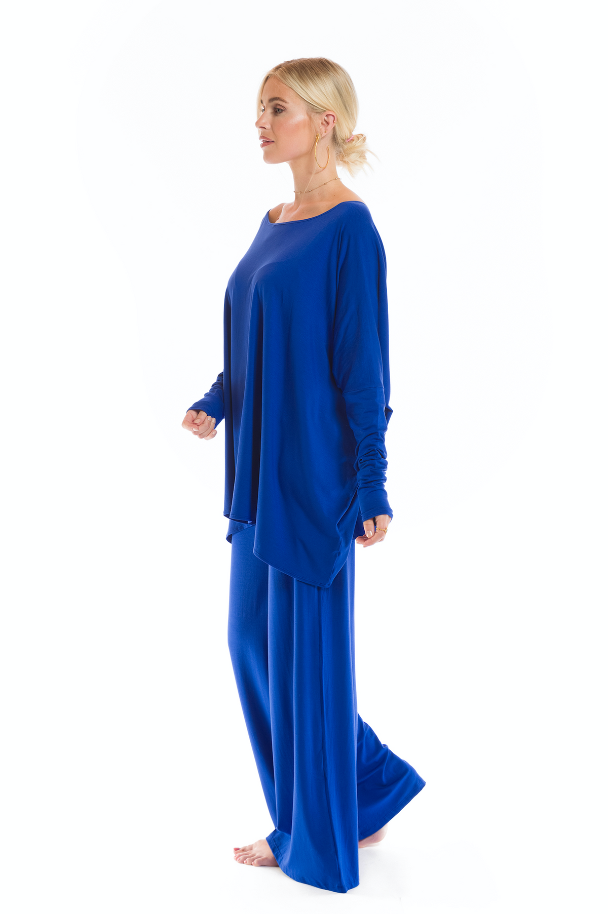 BAMBOO BAGGY BOX TOP COBALT BLUE