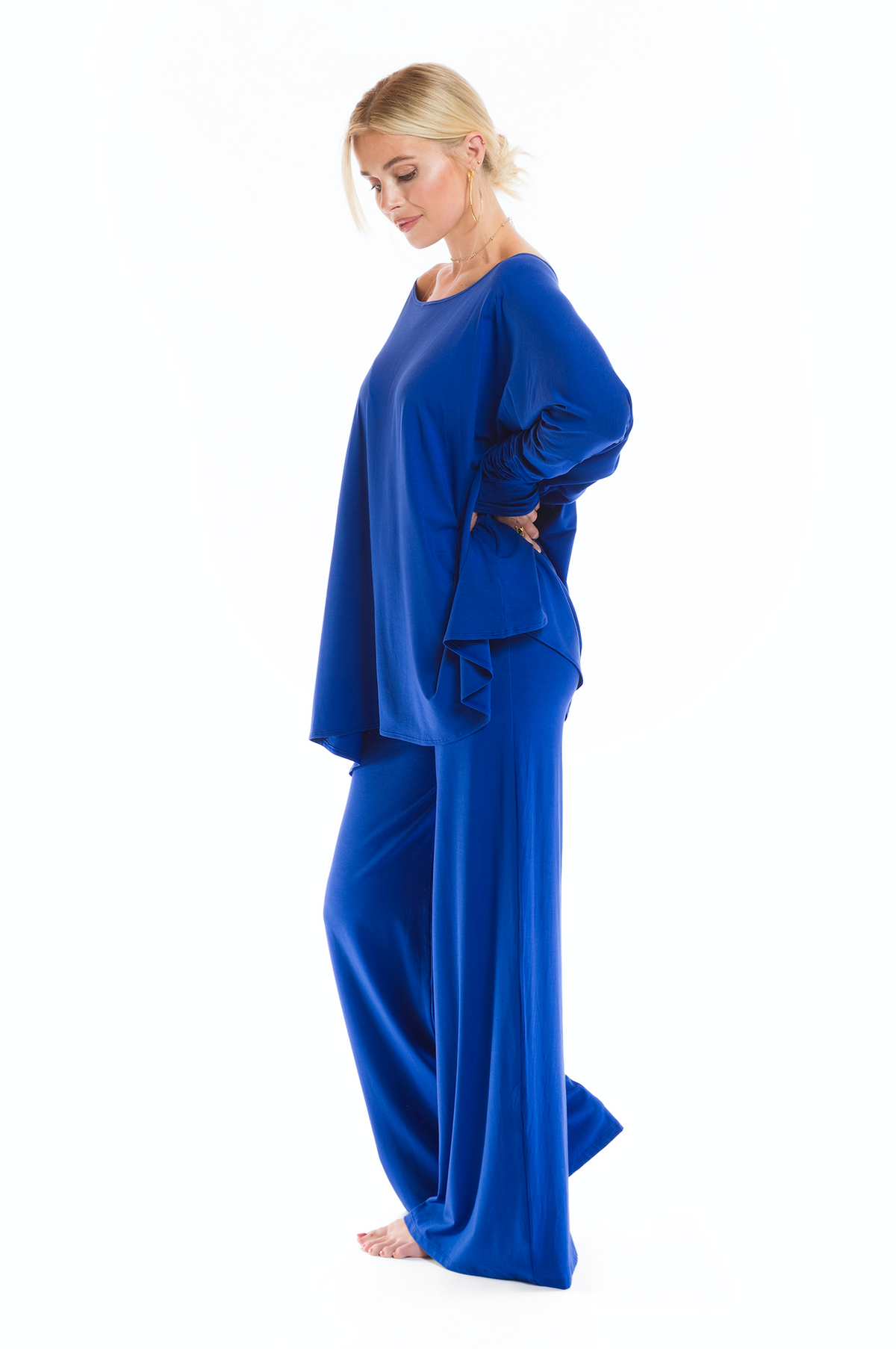 BAMBOO BAGGY BOX TOP COBALT BLUE