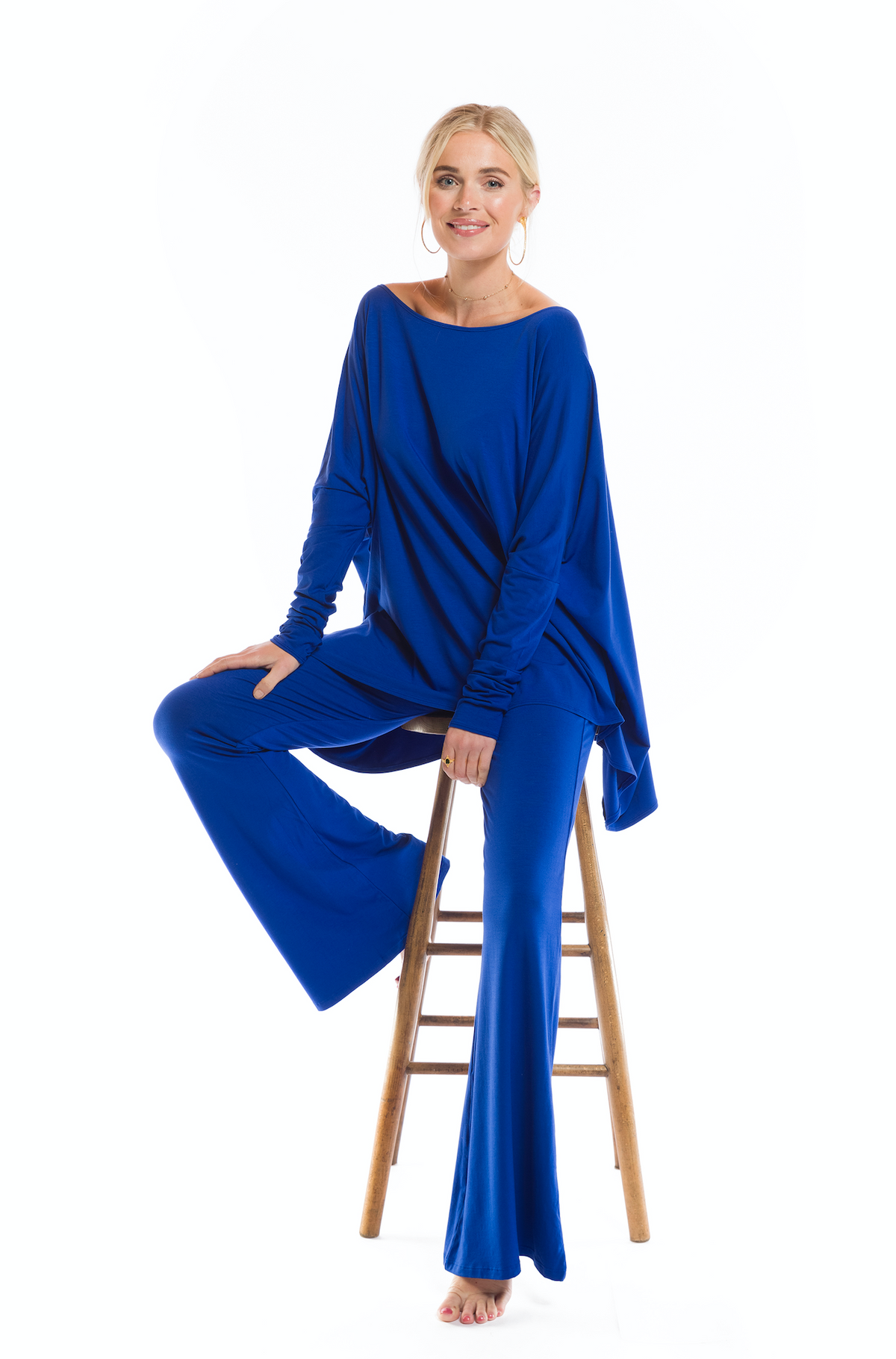 BAMBOO BAGGY BOX TOP COBALT BLUE