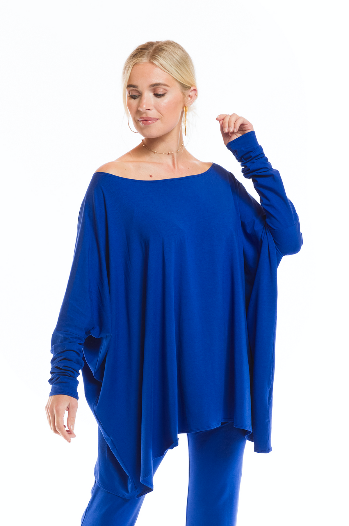 BAMBOO BAGGY BOX TOP COBALT BLUE