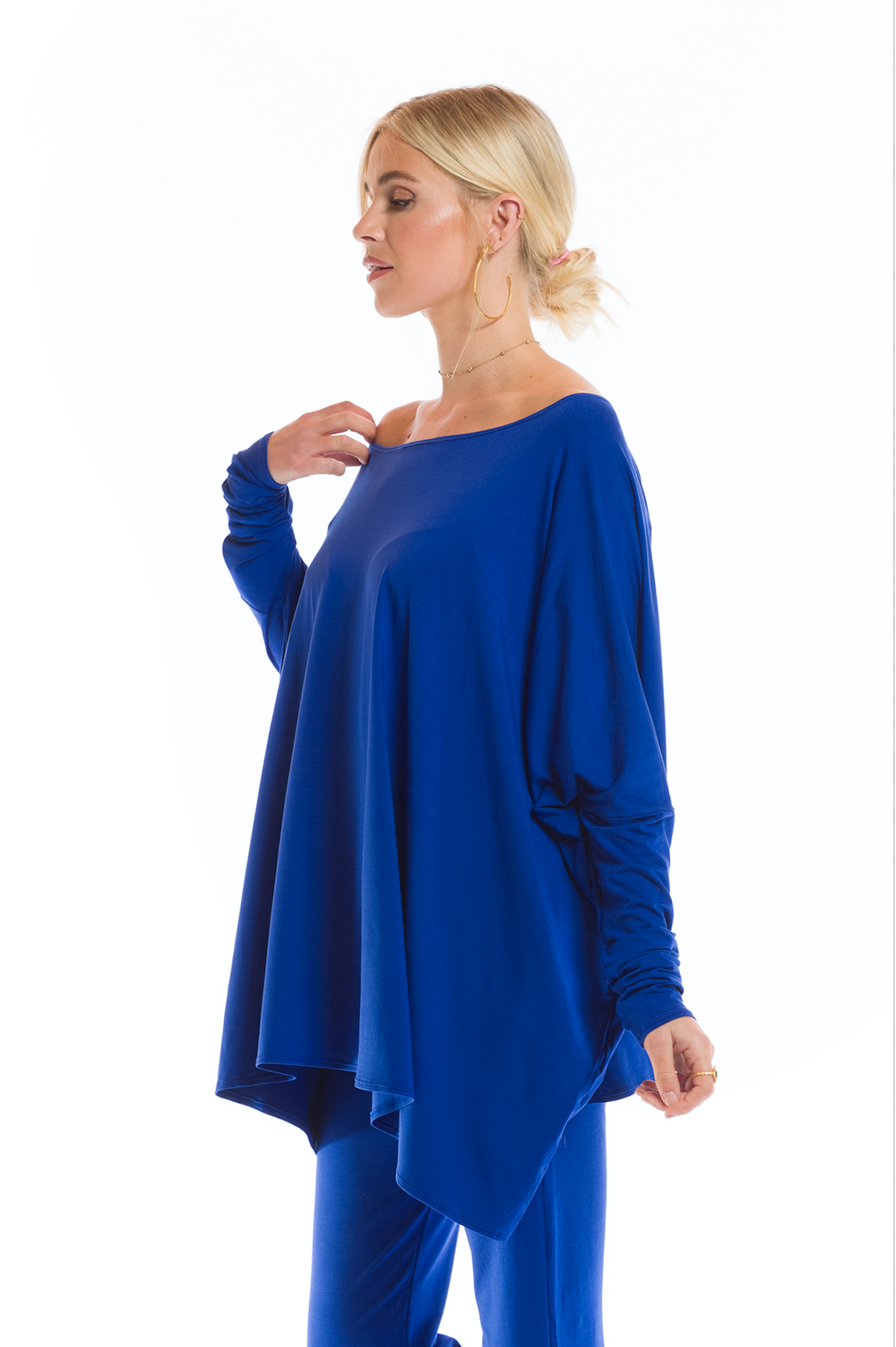 BAMBOO BAGGY BOX TOP COBALT BLUE