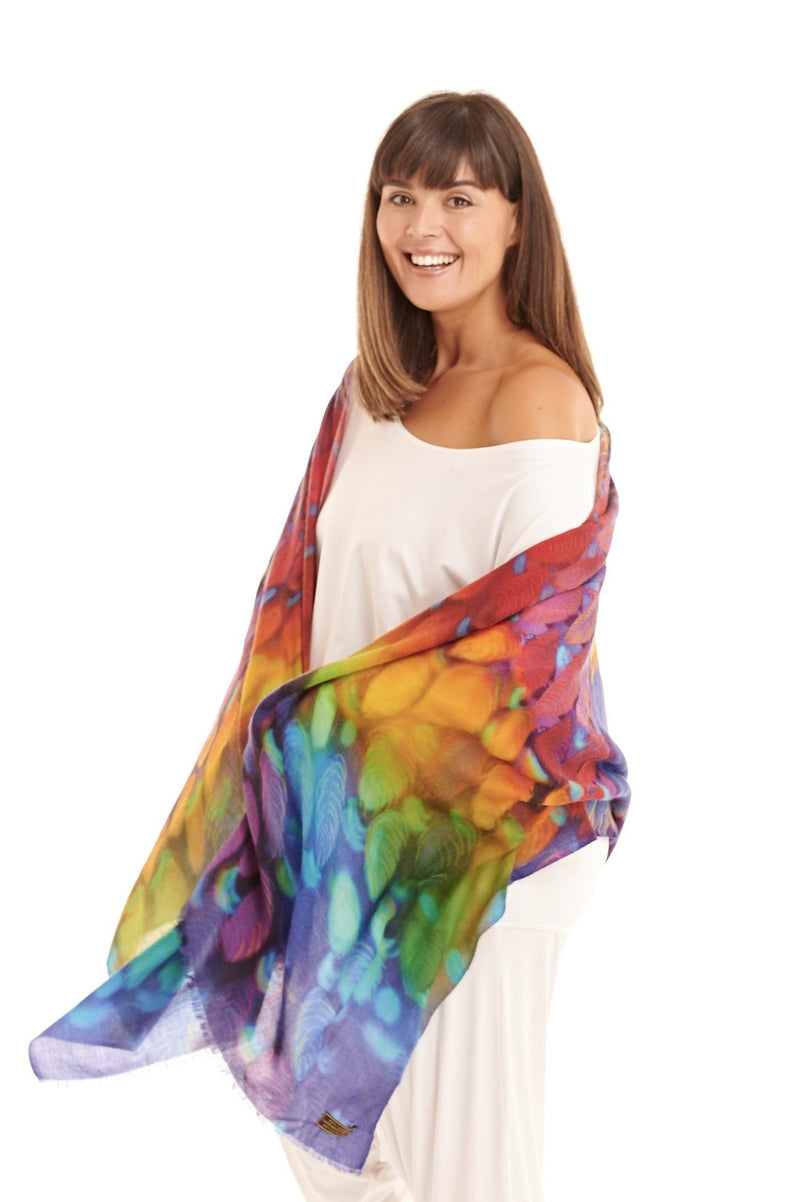 Angel Wings Cashmere Dharma Shawl - Rainbow - MUDRA