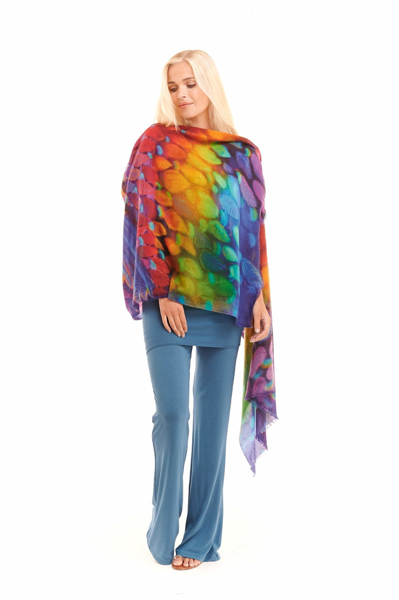 Angel Wings Cashmere Dharma Shawl - Rainbow - MUDRA