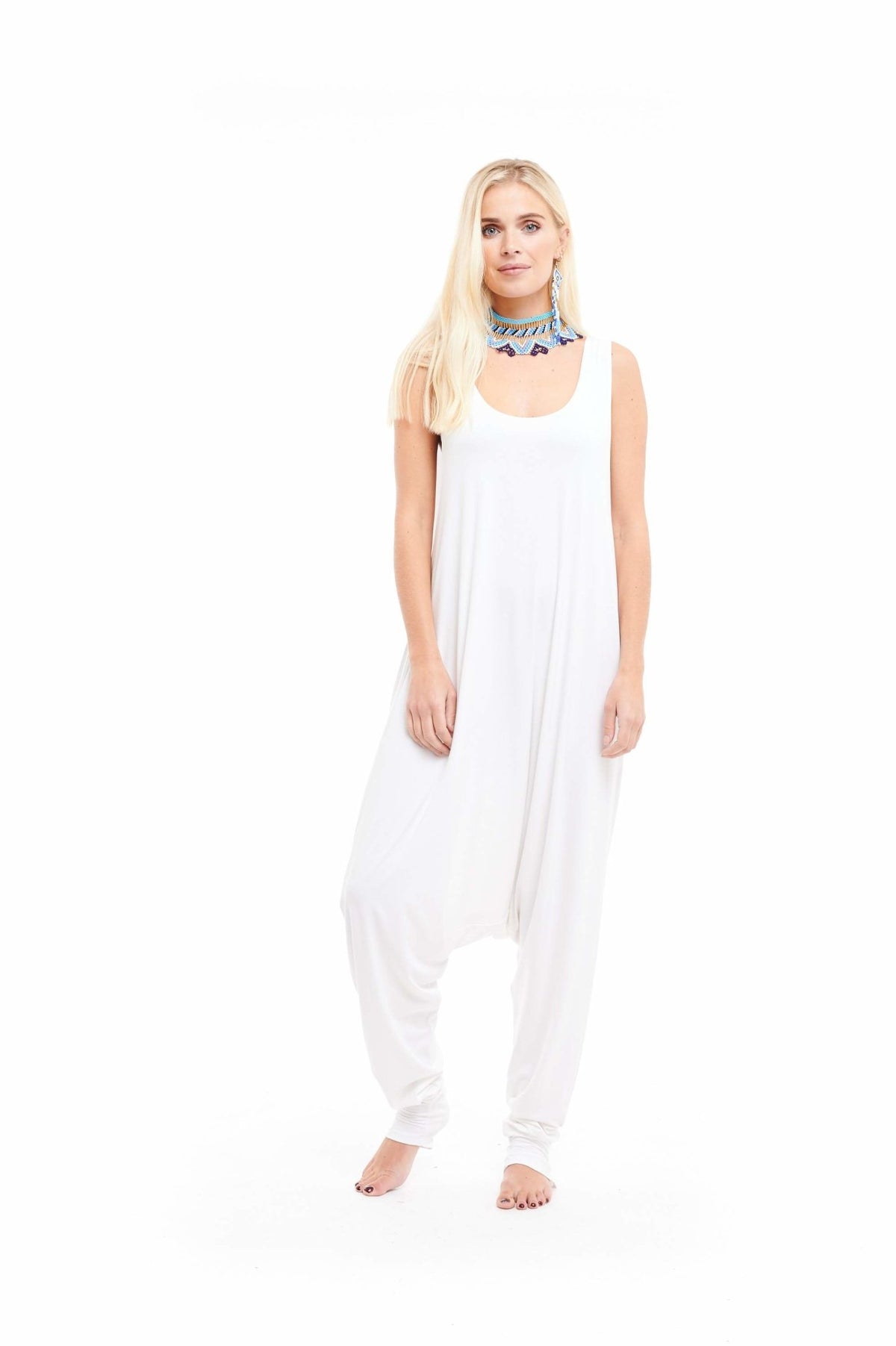 Bamboo Baggy Jumpsuit White - MUDRA