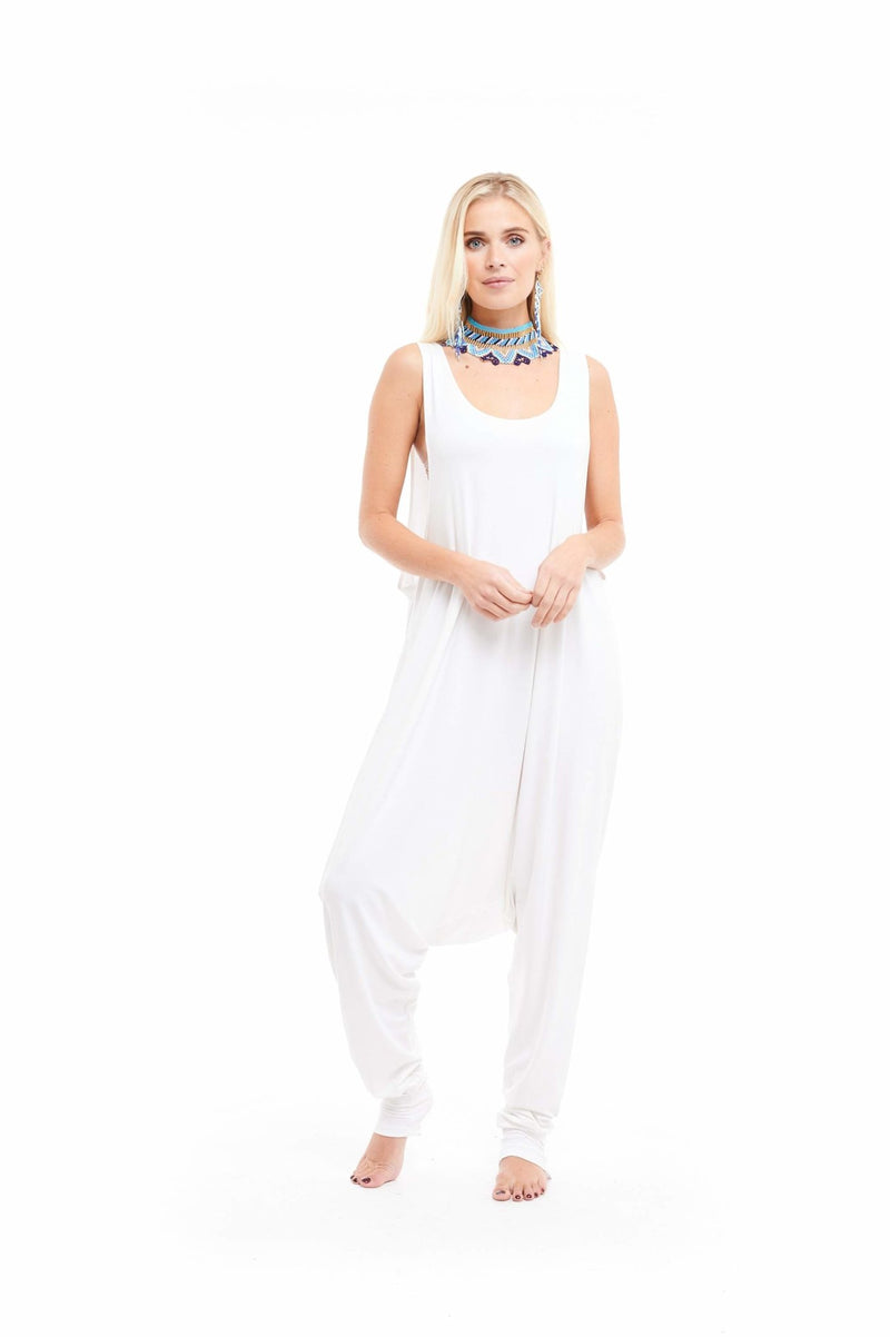 Bamboo Baggy Jumpsuit White - MUDRA