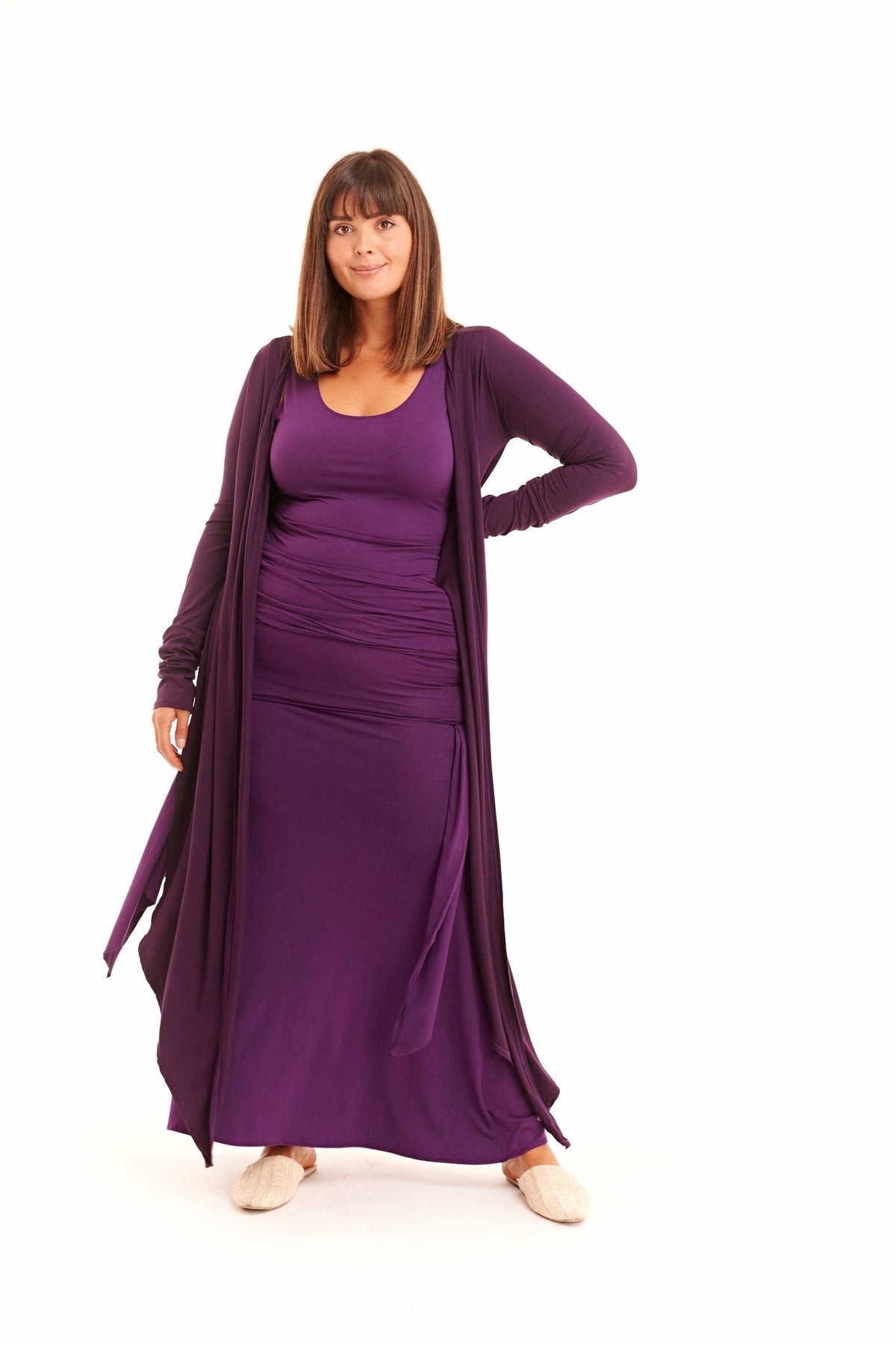 Bamboo Drape Shrug Deep Purple - MUDRA