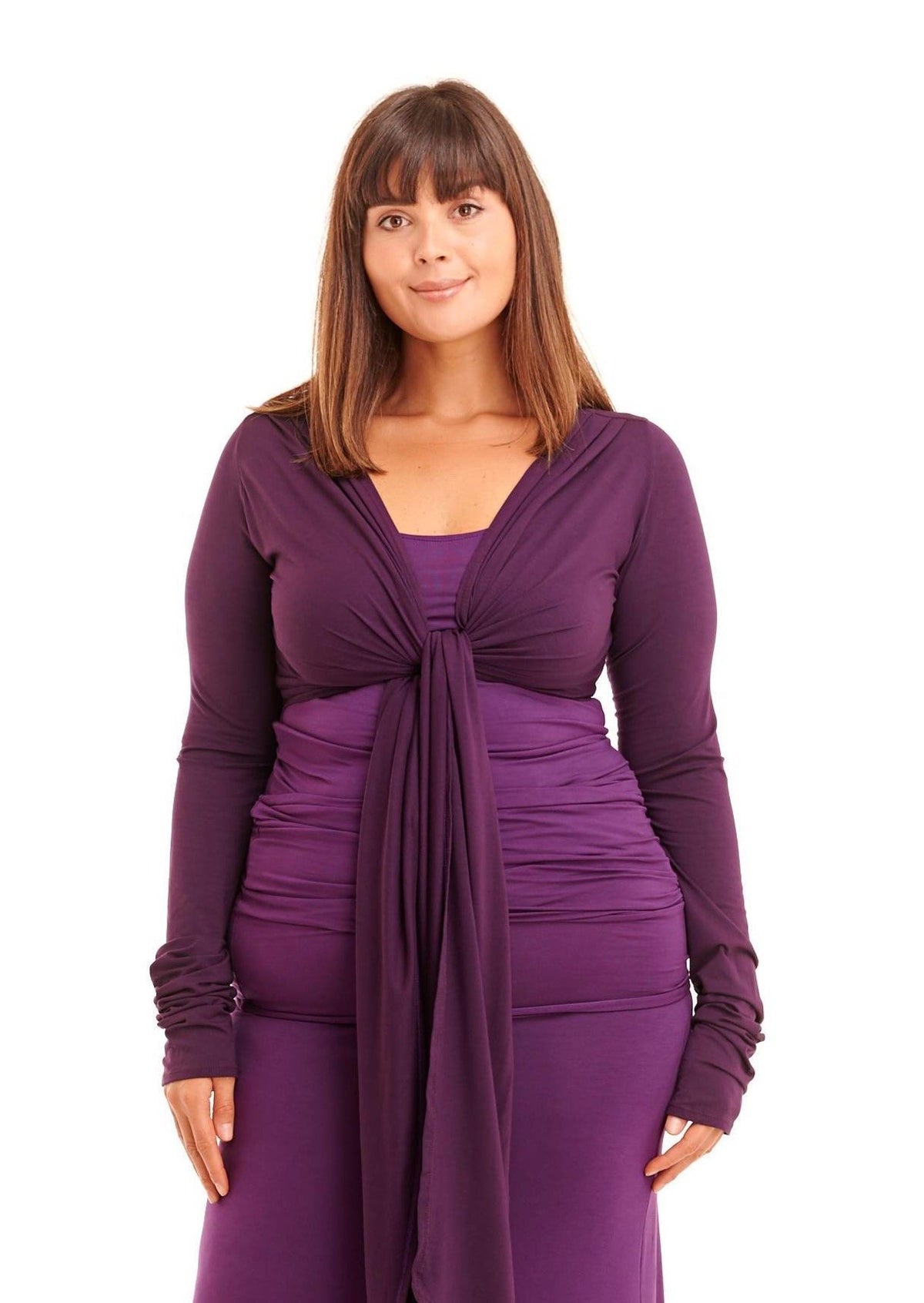 Bamboo Drape Shrug Deep Purple - MUDRA