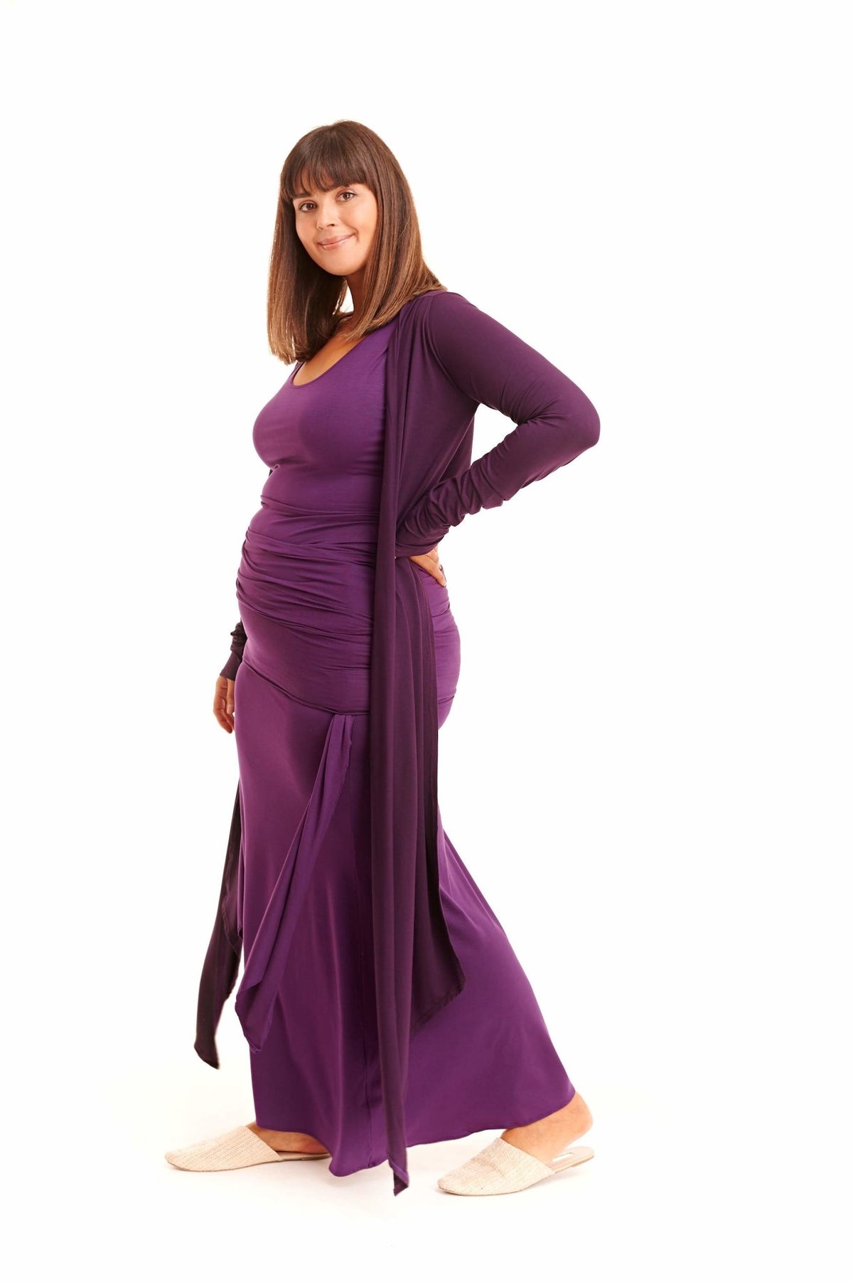 Bamboo Drape Shrug Deep Purple - MUDRA