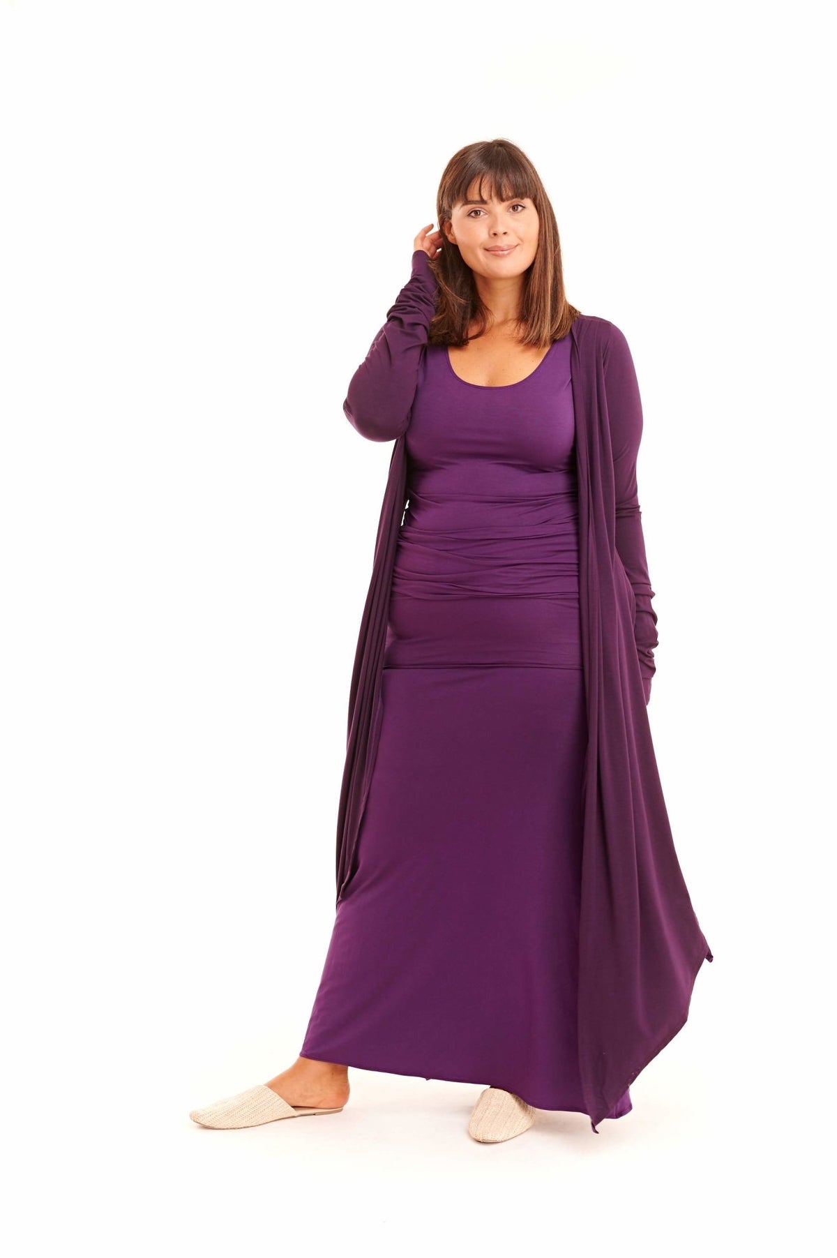 Bamboo Drape Shrug Deep Purple - MUDRA