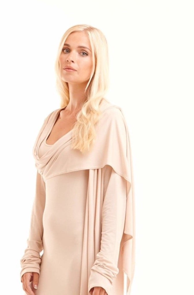 Bamboo Drape Shrug Ecru - MUDRA