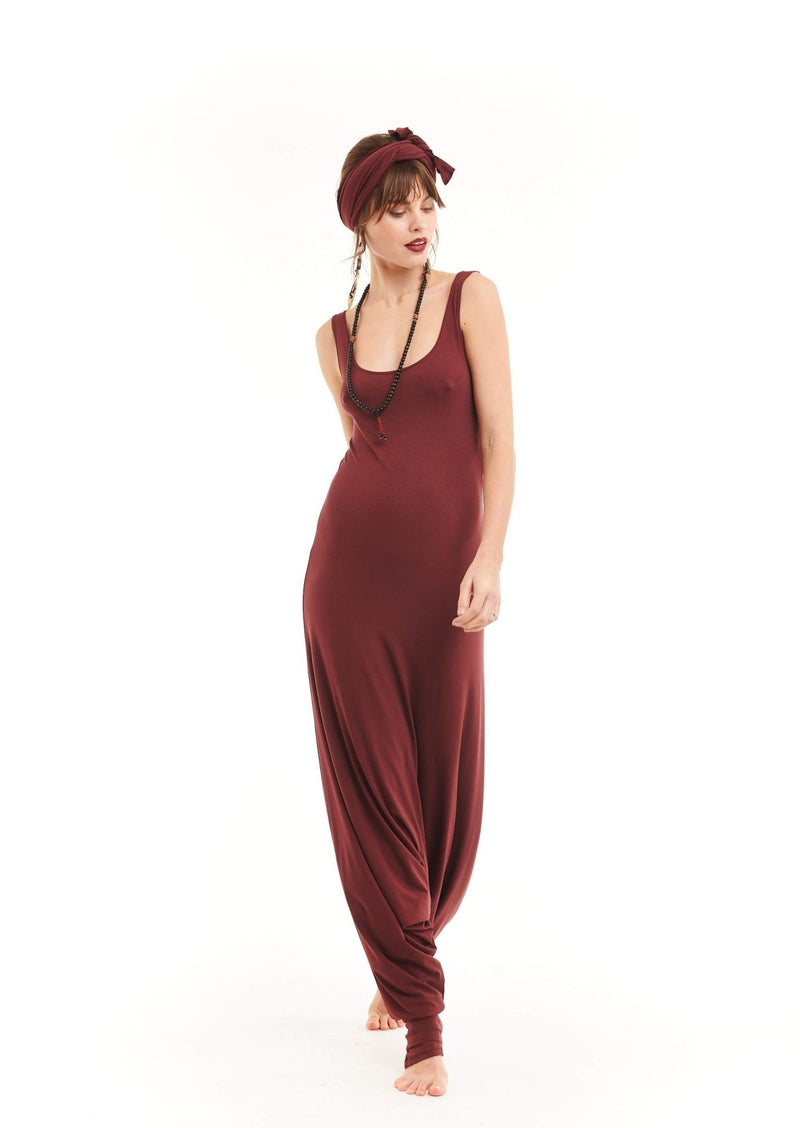 Bamboo Fitted Jumpsuit Burgundy - MUDRA