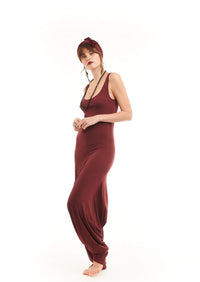 Bamboo Fitted Jumpsuit Burgundy - MUDRA