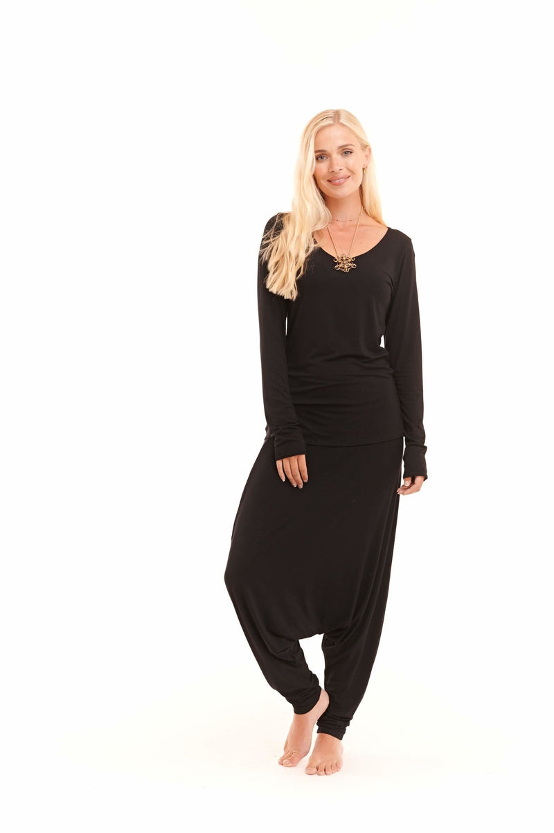 Bamboo Harem Lounge Pants Black - MUDRA